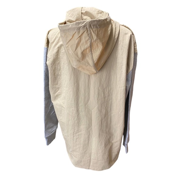 Calme by Johnny Was Tan Mix Nylon Hooded Pullover Pockets Oversized Cozy XS - Picture 5 of 9